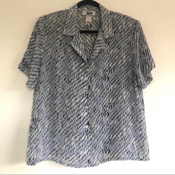 Vintage E.K Designs Short Sleeve Button Up Blouse - Picture 1 of 5